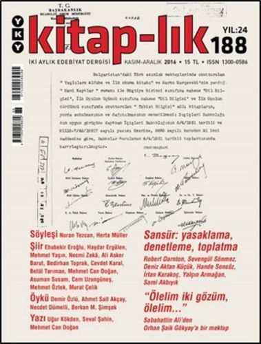 Kitaplık Sayı 188  İki Aylık Edebiyat Dergisi