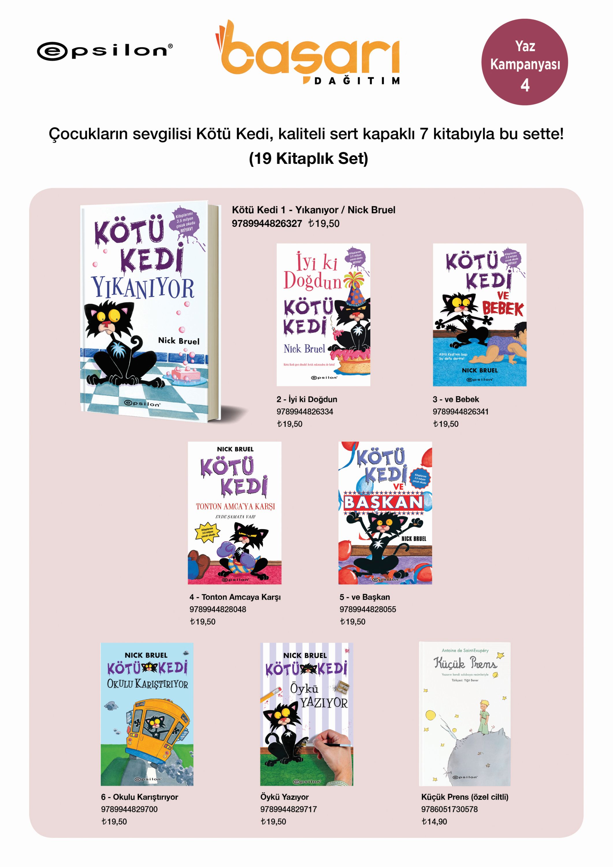 Kötü Kedi ve Diğer Eğlenceli Kitaplar Seti 19 Kitap