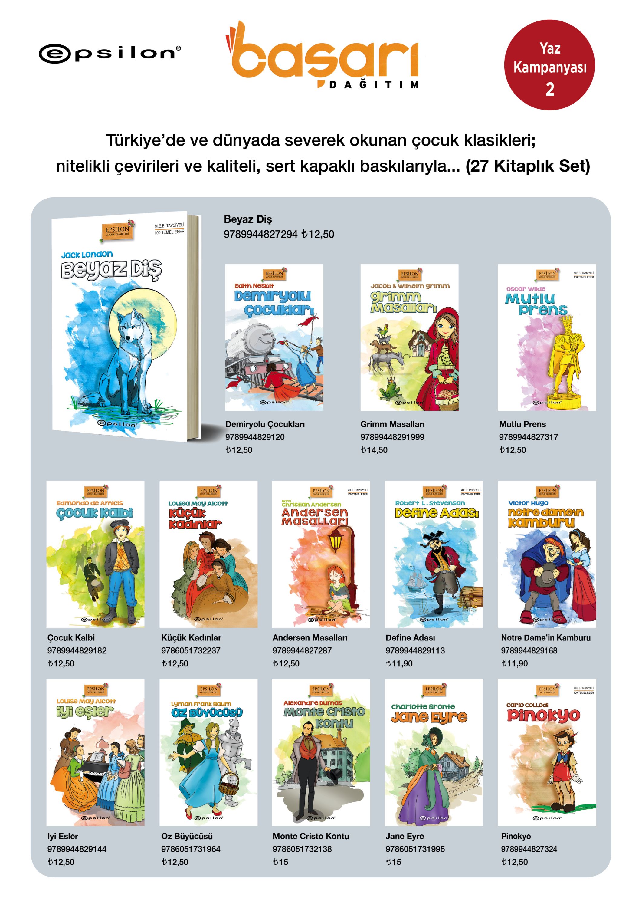 Epsilon Çocuk Klasikleri Seti 27 Kitap