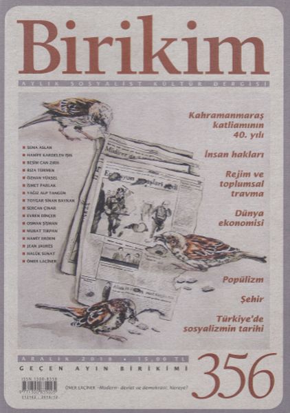 Birikim Aylık Sosyalist ve Kültür Dergisi Sayı 356  Aralık 2018