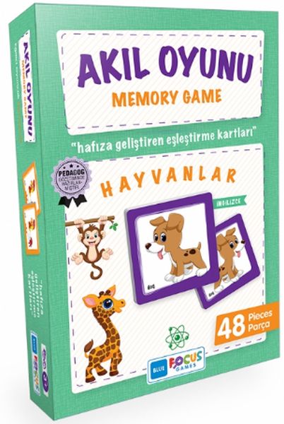 Blue Focus Memory Game Hayvanlar  Akıl Oyunu 48 Parça