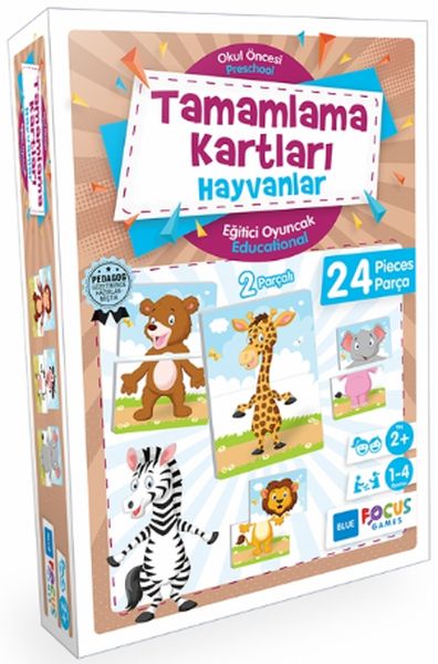 Blue Focus Tamamlama Kartları Hayvanlar  Eğitici Oyunlar 24 Parça