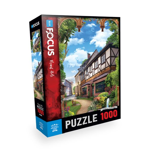 Blue Focus 1000 Parça Puzzle Old Street And Arch Wıht Flower