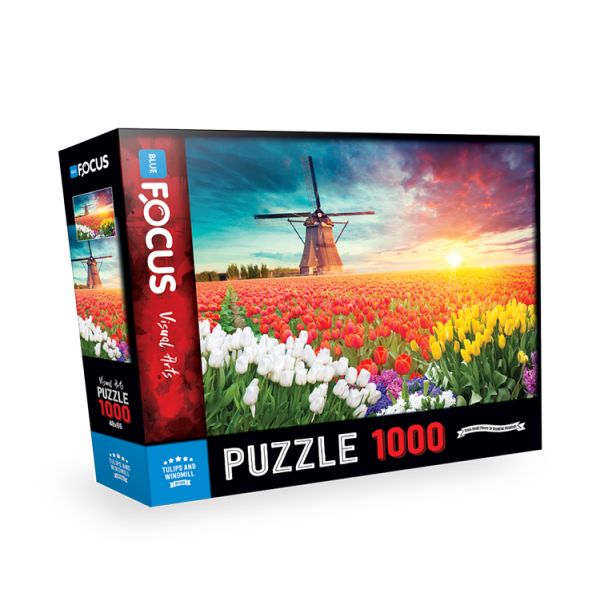 Blue Focus Tulıps And Wındmıll  Puzzle 1000 Parça