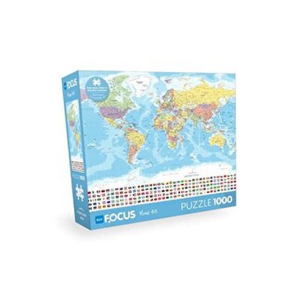 Blue Focus 1000 Parça  World Map dünya Haritası