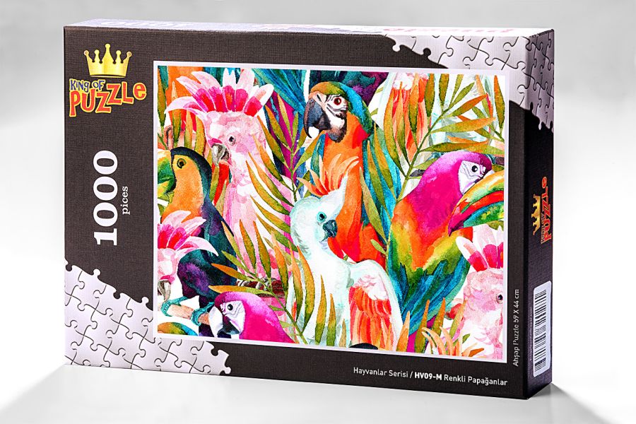 Hayvanlar Serisi - Renkli Papağanlar (1000 Parça Puzzle) HV09-M