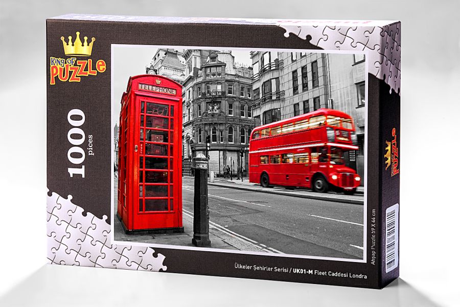 Ülkeler Şehirler Serisi - Fleet Caddesi Londra (1000 Parça Puzzle) UK01-M