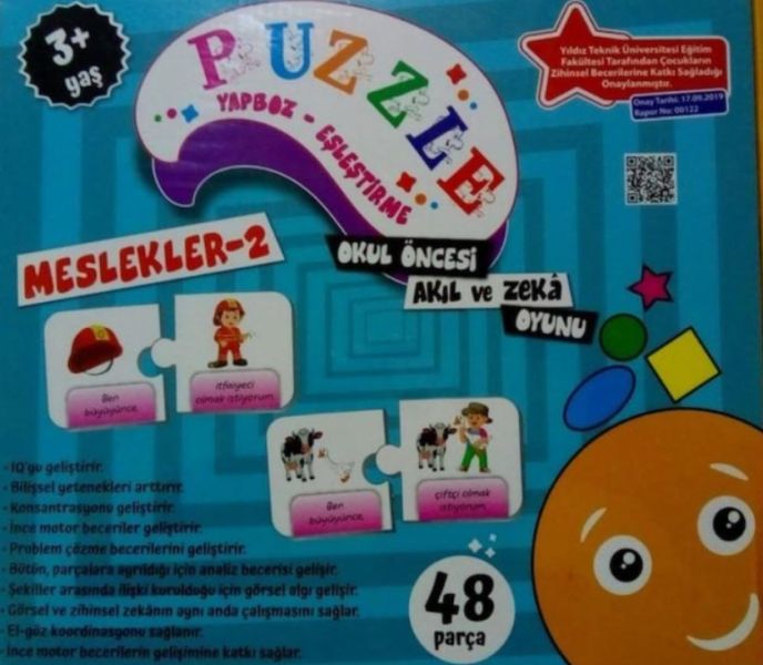 Puzzle YapbozEşleştirme  Meslekler 2  Okul Öncesi Akıl ve Zeka Oyunu 48 Parça