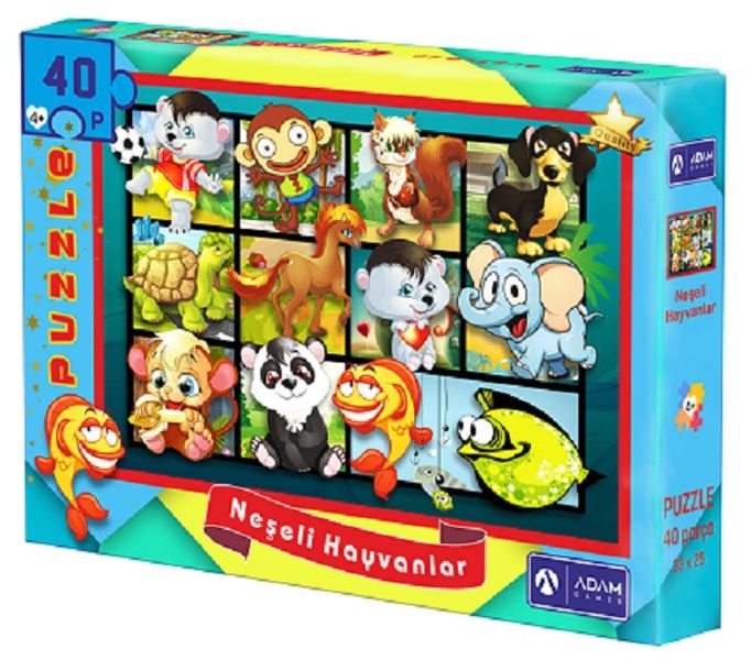 Neşeli Hayvanlar 40 Parça Puzzle 33x25