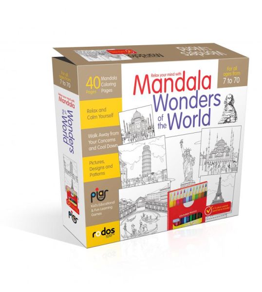 Mandala Wonders Of The World  For All Ages From 7 To 70  A12piececolored Pencil Set is Included