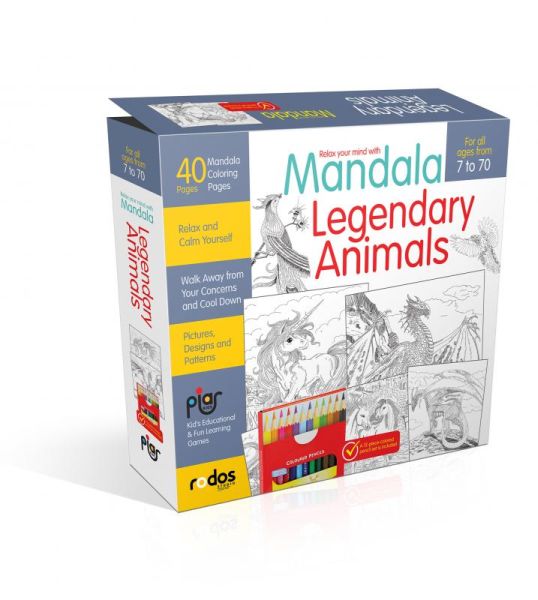 Mandala Legandary Animals  For All Ages From 7 To 70  A12piececolored Pencil Set is Included