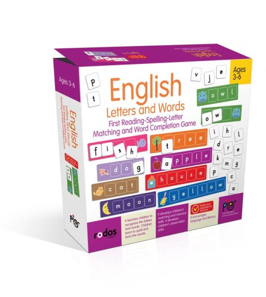 English Letters and Words  First ReadingSpellingLetter Matching and Word Completion Game  Ages 3