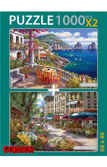 Capri Morning + Paris Flower Market  2x1000 Parça Puzzle 40138