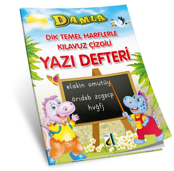 Dik Temel Harflerle Kılavuz Çizgili Yazı Defteri Büyük Boy