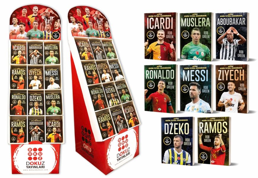 Stantlı Benim Futbol Kahramanım Serisi Set 1 8 Çeşit 300 Adet Kitap