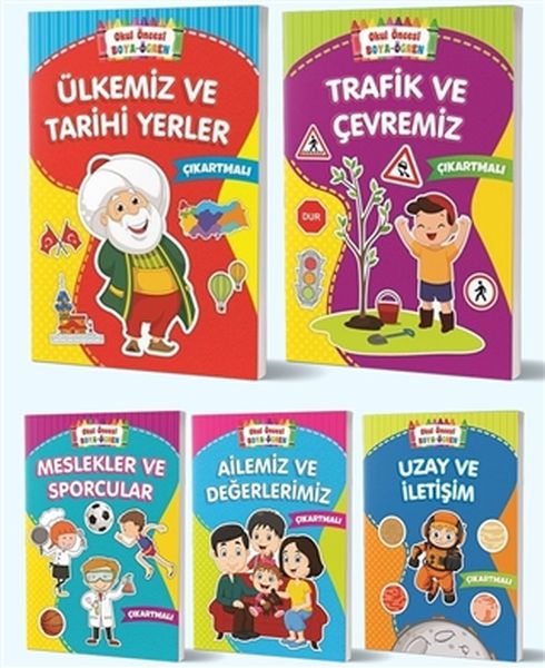 Boya Öğren Çıkartmalı Çocuk Kitapları 5 Kitap Takım