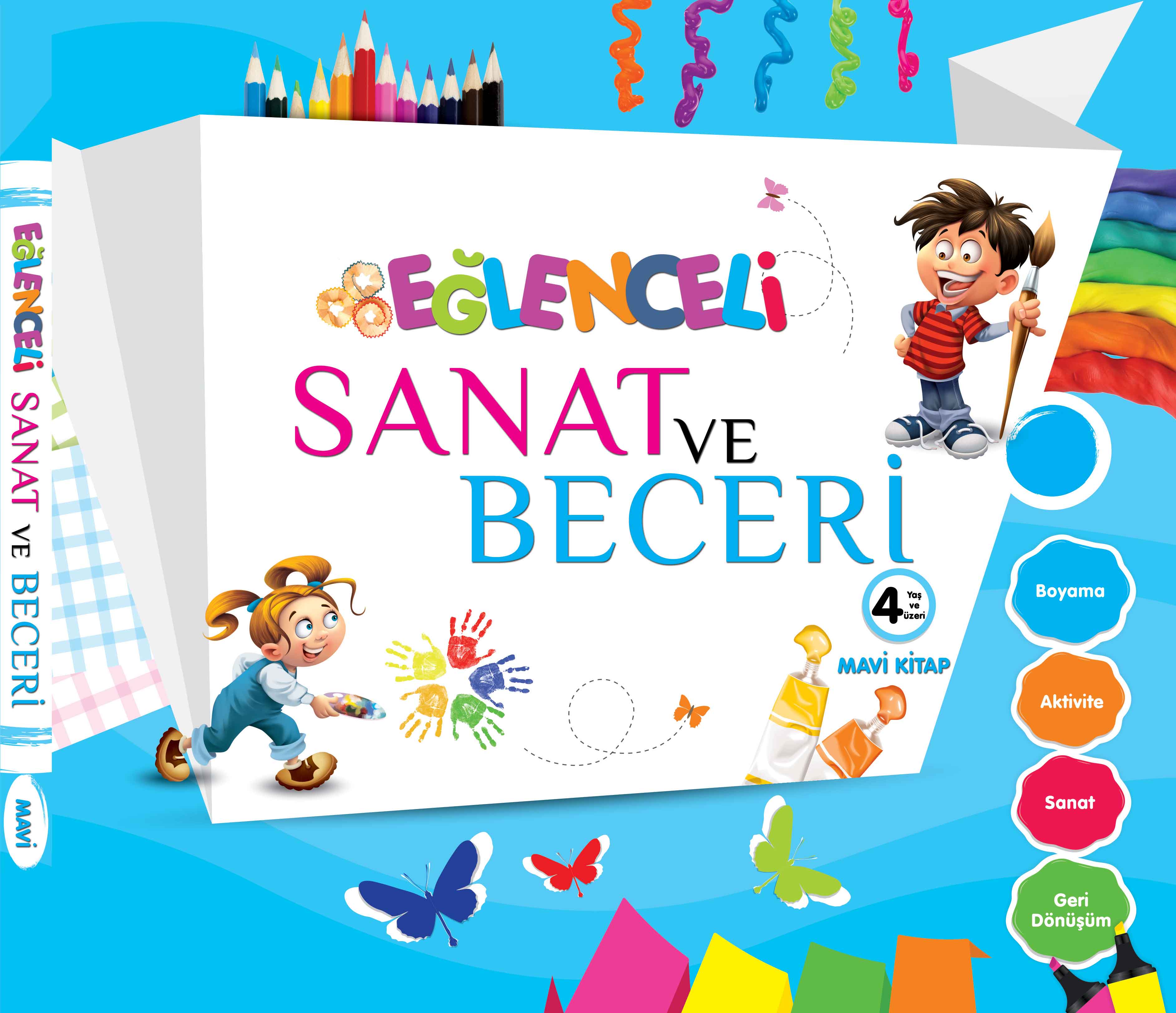 Eğlenceli Sanat ve Beceri  Mavi Kitap +4 Yaş