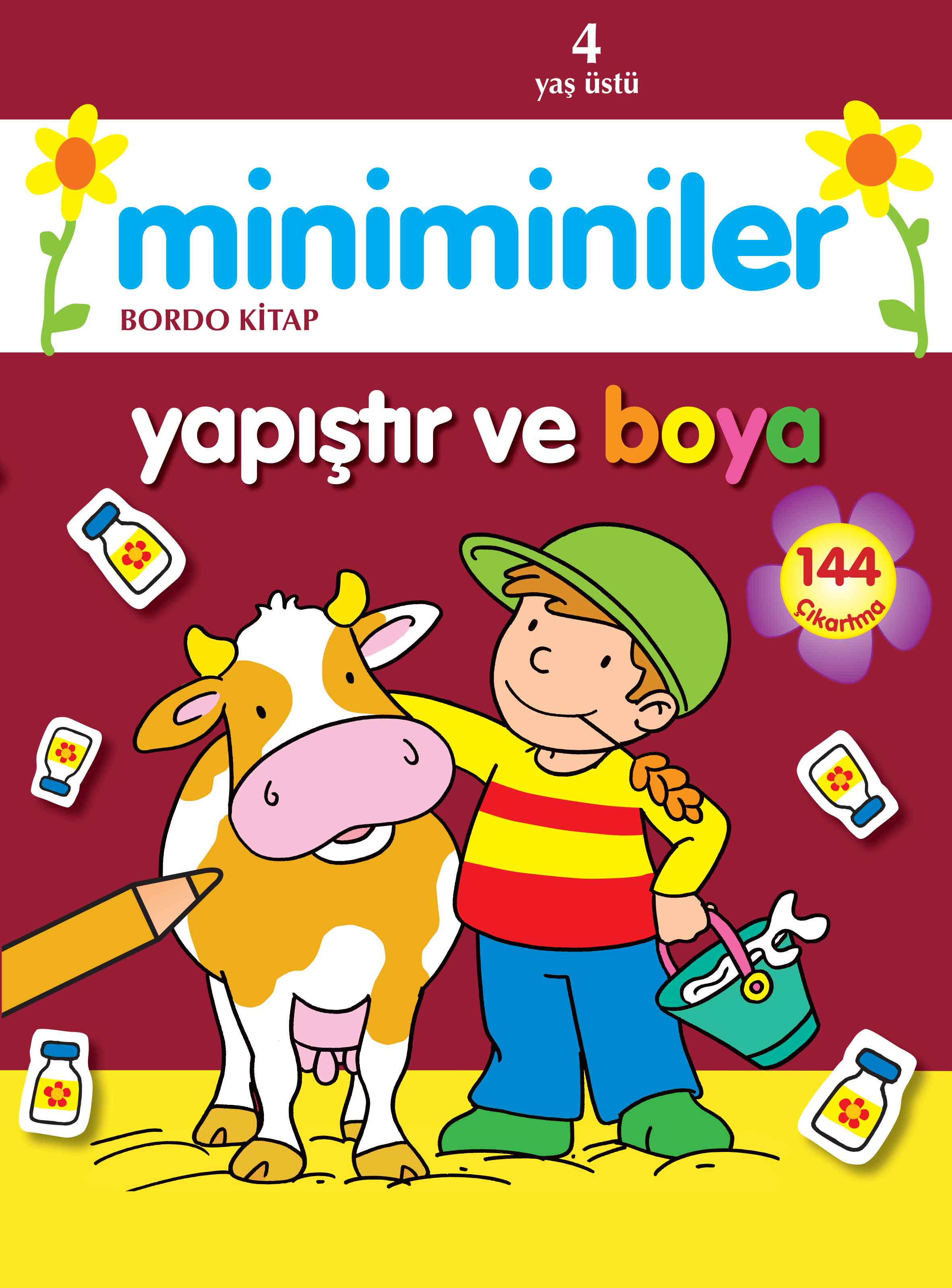 Miniminiler Yapıştır ve Boya Bordo Kitap