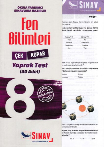 Sınav 8 Sınıf Fen Bilimleri Çek Kopar Yaprak Test