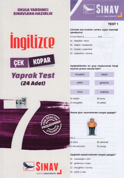 Sınav 7 Sınıf İngilizce Çek Kopar Yaprak Test Yeni