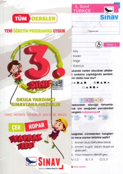 Sınav 3 Sınıf Tüm Dersler ÇekKopar Yaprak Testler Yeni