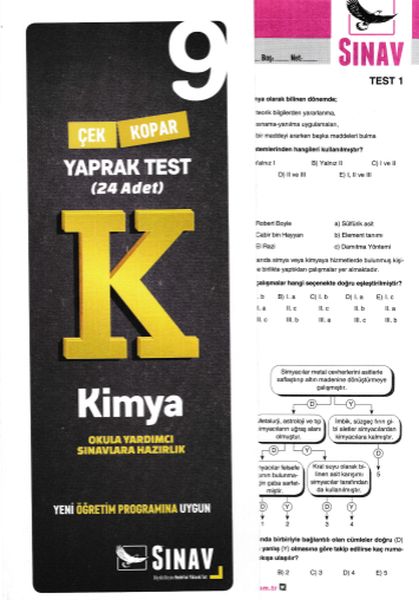 Sınav 9 Sınıf Kimya Çek Kopar Yaprak Test Yeni