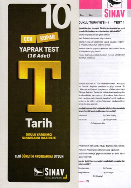 Sınav 10 Sınıf Tarih Çek Kopar Yaprak Test Yeni