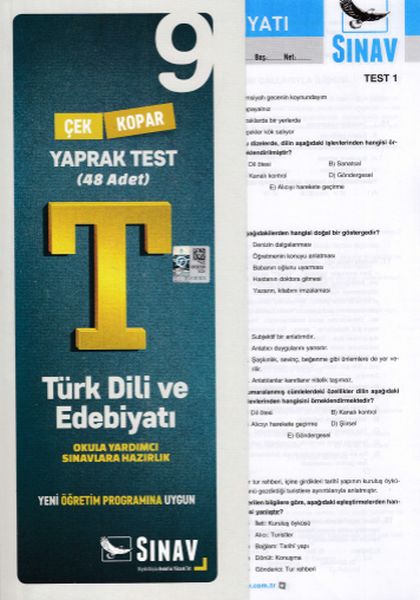 Sınav 9 Sınıf Türk Dili ve Edebiyatı Çek Kopar Yaprak Test Yeni