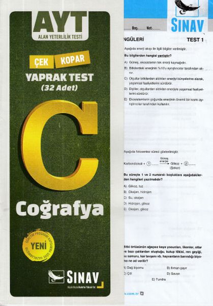 Sınav AYT Coğrafya Yaprak Test Yeni