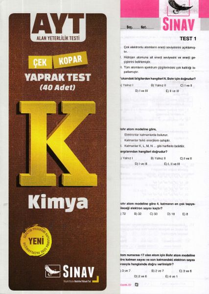 Sınav AYT Kimya Yaprak Test Yeni