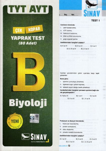 Sınav TYTAYT Biyoloji Yaprak Test Yeni