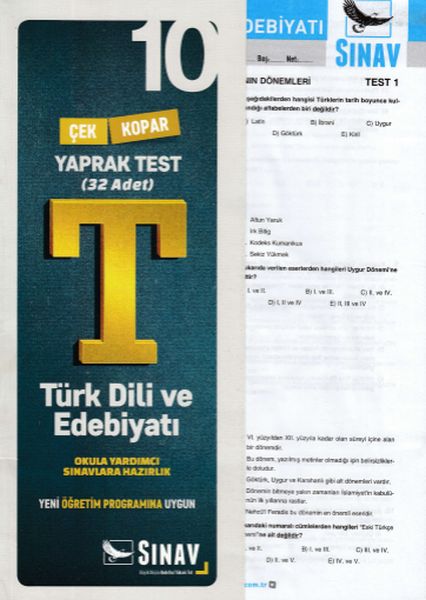 Sınav 10 Sınıf Türk Dili ve Edebiyatı Yaprak Test Yeni