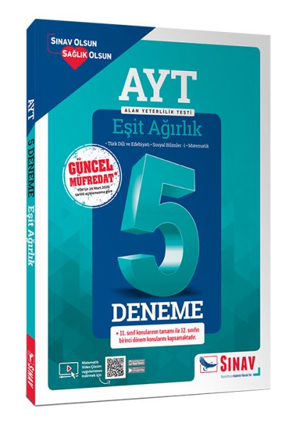 Sınav AYT Eşit Ağırlık Çözümlü 5 Deneme Yeni