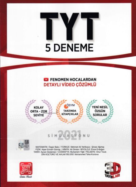 3D TYT Tamamı Video Çözümlü 5 Deneme Yeni