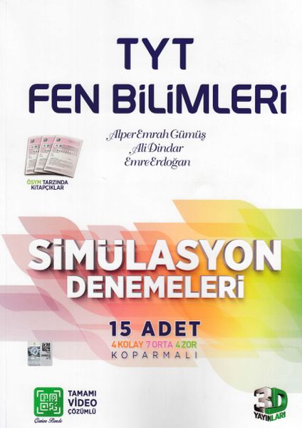 3D Yayınları TYT Fen Bilimleri Tamamı Video Çözümlü Simülasyon Denemeleri 15