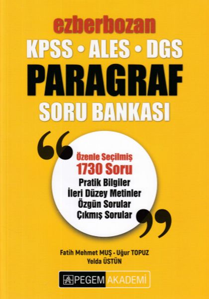 Pegem 2019 KPSS ALES DGS Ezberbozan Paragraf Soru Bankası Yeni