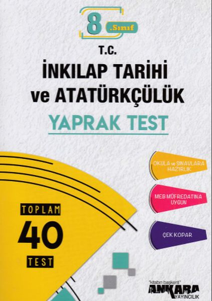 Ankara 8Sınıf TC İnkılap Tarihi ve Atatürkçülük 40 Yaprak Test Yeni