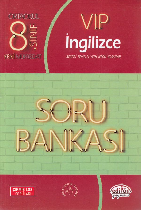 Editör 8 Sınıf VIP İngilizce Soru Bankası