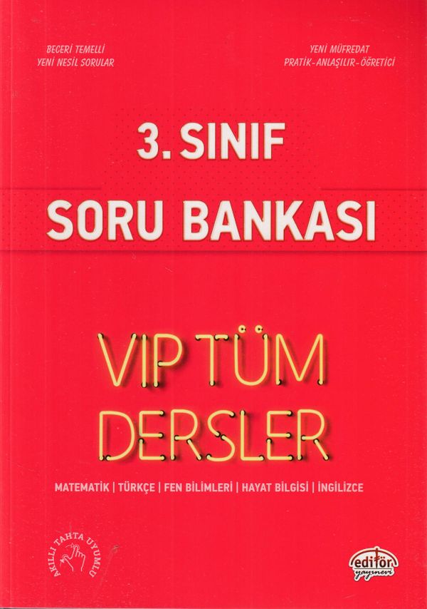 Editör 3 Sınıf VIP Tüm Dersler Soru Bankası Kırmızı Kitap Yeni