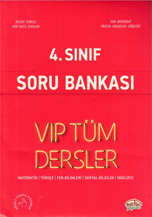 Editör 4 Sınıf VIP Tüm Dersler Soru Bankası Kırmızı Kitap Yeni