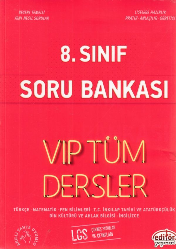 Editör 8 Sınıf VIP Tüm Dersler Soru Bankası Kırmızı Kitap Yeni