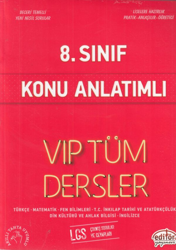 Editör 8 Sınıf VIP Tüm Dersler Konu Anlatımlı Kırmızı Kitap Yeni