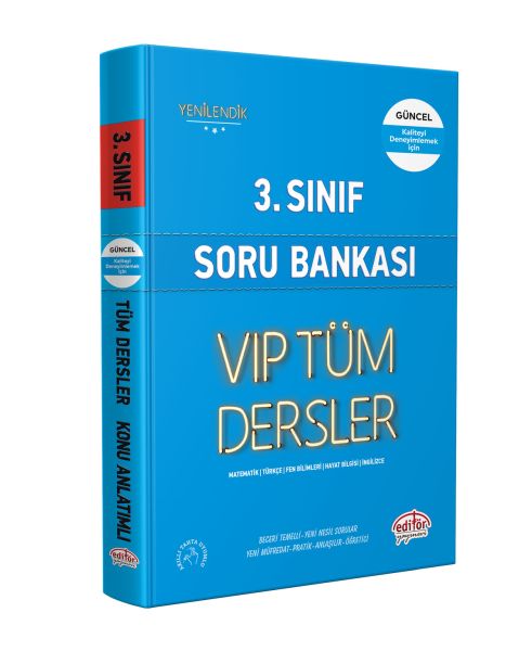 Editör 3 Sınıf VIP Tüm Dersler Soru Bankası Mavi Kitap