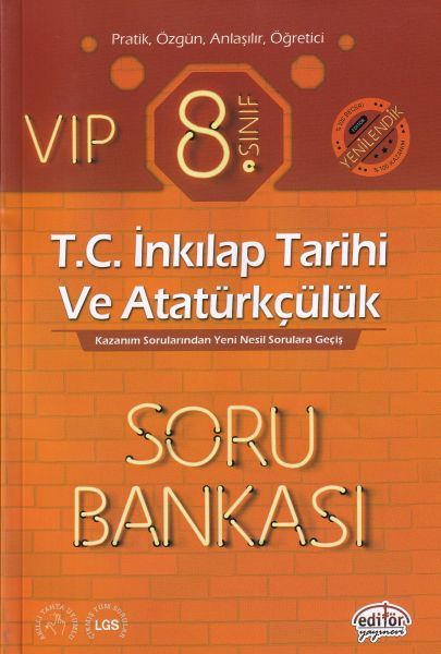 Editör 8 Sınıf VIP TC İnkılap Tarihi ve Atatürkçülük Soru Bankası YENİ