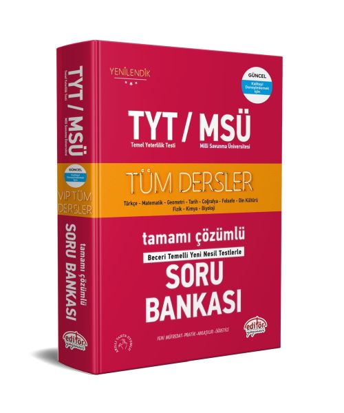 Editör TYT  MSÜ Tüm Dersler Çözümlü Soru Bankası