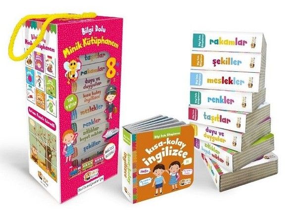 İngilizce Destekli Bilgi Dolu Minik Kütüphanem  9 Kitap Pembe Kutu