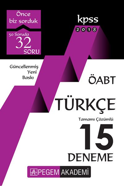 Pegem 2018 KPSS ÖABT Türkçe Öğretmenliği Tamamı Çözümlü 15 Deneme