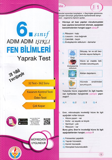 Adım Adım Işıklı 6 Sınıf Fen Bilimleri Yaprak Test