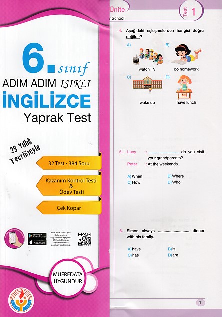 Adım Adım Işıklı 6 Sınıf İngilizce Yaprak Test