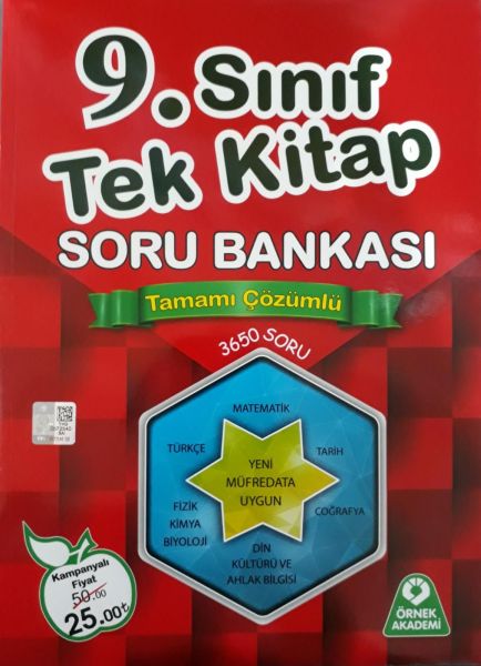 Örnek Akademi 9 Sınıf Tek Kitap Tamamı Çözümlü Soru Bankası